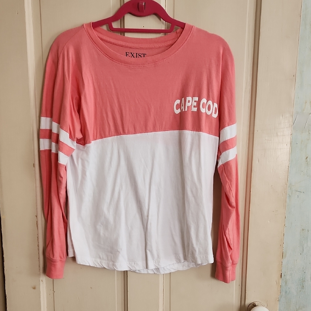 Exist Women's Coral and White Long Sleeve Tee